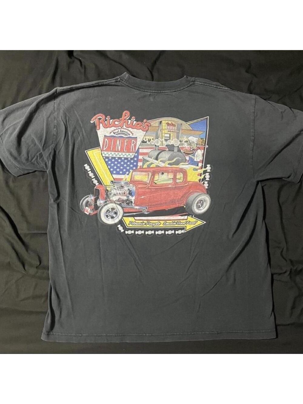 Retro Black XL vintage “Richie’s Dinner” streetwear tshirt